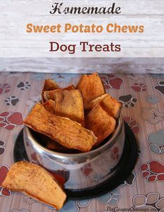 Homemade Sweet Potato Chews Dog Treats  They are made with only 3 simple and  inexpensive ingredients that you can feel great about feeding to your pet. If you are looking for a grain-free treat for your dog this is a great alternative. Sweet Potato Oatmeal, Sweet Potato Dog Chews, Sweet Potato Dog, Homemade Dog Cookies, Sweet Potato Dog Treats, Potato Dog, Easy Dog Treat Recipes, Pet Nutrition, Dog Biscuit Recipes