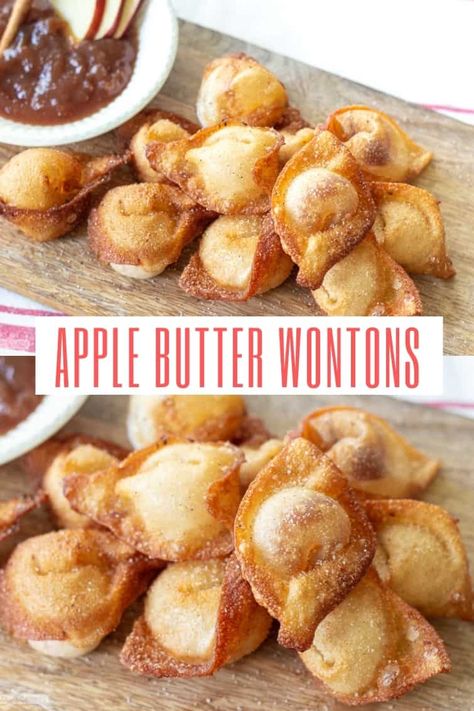 Sweet Cream Cheese Wontons, Apple Butter Cream Cheese, Fry Yay, Wonton Appetizer Recipes, Wrapper Recipes, Carnival Eats, Fried Dessert, Cream Cheese Wontons, Cheese Wontons