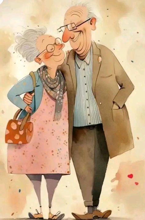 Old Couple Art, Old Couple Illustration, Old Woman Illustration, Cartoon Grandma, Mermaid Pictures, Old Couples, Book Illustration Art, Cute Animal Drawings Kawaii, Mom Art