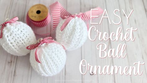 Join me for these super easy and beginner-friendly CROCHET BALL ORNAMENTS! Crochet Round Ball Free Pattern, Crocheted Ball, Diy Crochet Ornaments, Crochet Balls, Crochet Christmas Ornaments Free, Thread Catcher, Round Loom, Tree Project, Crochet Ball