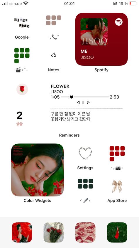 🖇Link for the Fonts/Symbols in my Bio #blackpinkjisoo #bp #bpwallpaper #aesthetic #blackpink #kpop #icon #ios14icon #ios14 #ios14homescreen #apple #ios14idea #red #green #cottagecore #flower #greenaesthetic #gold #roses#aesthetic #white #homescreen #beige #redaesthetic #cozy #summer #spring #vibe #rose #lisa #wallpaper #blink #flowers #jisoo #김지수 #kimjisoo #me #alleyesonme #love #cute #spotify #widget Jisoo Homescreen, Blackpink Homescreen Layout, Blackpink App Icons Aesthetic, Ios Kpop Homescreen, Jisoo Flower Poster, Jisoo Flower Spotify, All Eyes On Me, Kim Jisoo, Blackpink Jisoo