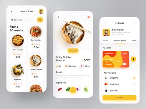 Hey Dribbblers 🔥 Here are some other screens of Food Delivery App., I tried to make an app that is minimal, modern, and easy to use without any distractions. There's a lot of room for improvemen... Food App Design, Desain Ux, Food Ordering App, Delivery Food, Uiux Design, Ui Design Mobile, Food Delivery App, Mobile App Design Inspiration, App Interface Design