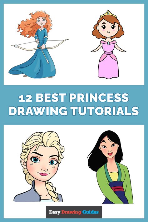 12 Best Princess Drawing Tutorials Pinterest Image Disney Princess Drawings Easy, Princess Drawings Easy, Princesses Drawing, How To Draw Princess, Princess Drawing, My Little Pony Princess, Disney Princess Drawings, Princess Drawings, Tangled Rapunzel