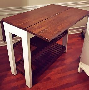 Check out these easy to follow plans for this DIY Drop Leaf Kitchen Island / Cart. This inexpensive project is a perfect space saving idea for your kitchen. Kitchen Island Diy Plans, Diy Kitchen Island With Seating, Diy Kitchen Cart, Drop Leaf Kitchen Island, Space Saving Dining Table, Diy Kitchen Table, Island Cart, Island Table, Kitchen Island Table