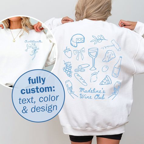 Custom Wine and Cheese Club Crewneck, Unique Winery Bachelorette Merch, Wine Country Club Sweater, Winery Wedding Crewneck, Cin Cin Sweater by BeyondTheVowsCo on Etsy Wedding Crewneck, Wine Country Bachelorette, Country Club Sweater, Winery Bachelorette Party, Wine And Cheese Pairings, Bachelorette Aesthetic, Winery Bachelorette, Bachelorette Merch, Club Bachelorette