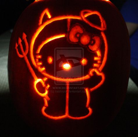 Kitty Pumpkin, Halloween Hello Kitty, Hello Kitty Pumpkin, My Past, Pumpkin Carving, Pumpkins, Hello Kitty, Carving, Deviantart