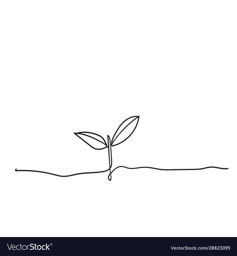 Growing Seed Tattoo, Small Tattoos Growth, Sprouting Seed Tattoo, Line Art Plant Drawings, Sprout Drawing Cute, Bean Sprout Tattoo Simple, Seedling Tattoo Simple, Seed Tattoo Sprouting, Sprout Tattoo Plant