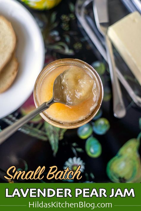 Pear Lavender Jam, Small Batch Pear Jam, Pear Jam Recipe, Assyrian Recipes, Pear Relish, Pear Recipes Easy, Recipe Using Zucchini, Lavender Jam, Tea Party Sandwiches