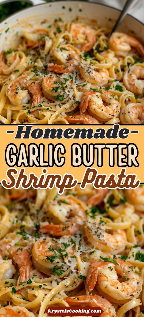 Looking for a quick dinner idea? Try this easy garlic butter shrimp pasta recipe! With a hint of lemon for added zest, it’s a delicious and effortless meal. Shrimp Recipes Stove Top, Garlic Butter Noodles With Shrimp, Lemon Shrimp Fettuccine Garlic Butter, Angel Shrimp Pasta, Smoked Lemon Butter Shrimp, Garlic Butter Sauce For Seafood Pasta, Shrimp With Pasta Easy, Scallops Shrimp Recipe Dinners, Shrimp Pasta Dinners