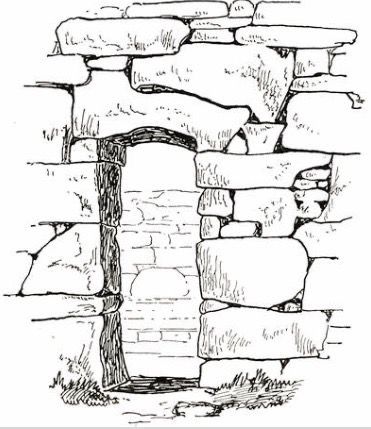 Ruins Drawing Sketch, How To Draw Stone Walls, How To Draw Ruins, Rock Wall Drawing, Ruins Sketch, Ruins Illustration, Ruins Drawing, Stone Wall Drawing, Ruins Painting