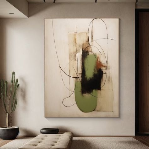 Large Minimalist Abstract Painting Beige Green Minimalist Painting on Canvas Large Abstract Brown Minimalist Wall Art Beige Wall Decor Gift - Etsy Abstract Painting Beige, Beige Wall Decor, Green Minimalist, Wabi Sabi Wall Art, Beige Wall, Art Minimaliste, Art Texture, Scandinavian Art, Minimalist Painting