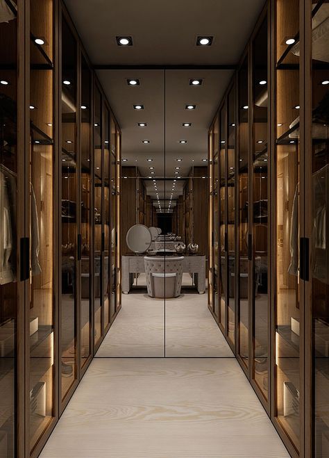 Organização transparente Modern Closet Designs, A Walk In Closet, Dream Closet Design, Walk In Closet Design, Luxury Closets Design, Modern Closet, Wardrobe Room, Closet Decor, Bedroom Closet Design