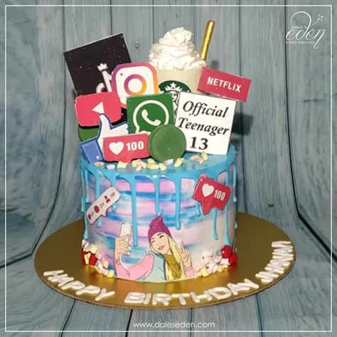 Teenage Cake Ideas, Cake For Teenage Girl, 13 Birthday Cake For Teens, Teenager Birthday Cake, Teen Girl Cakes, Shopping Cake, Official Teenager Cake, Unique Birthday Cake, Birthday Cake Quotes