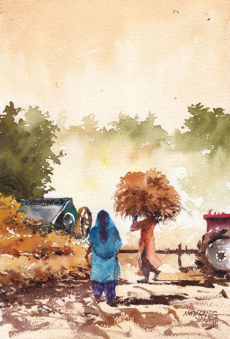 Punjab Painting, Punjab Art, Punjab Village, Punjabi Art, Fabric Colour Painting, Composition Ideas, Western Posters, Colour Drawing, Diwali Decor