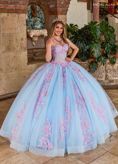 Color Celeste Pastel, Dama Dresses Quinceanera, 1500 Dresses, Mexican Quinceanera Dresses, Dama Dresses, Full Tulle Skirt, Military Ball Dresses, Color Celeste, Prom Dress Plus Size