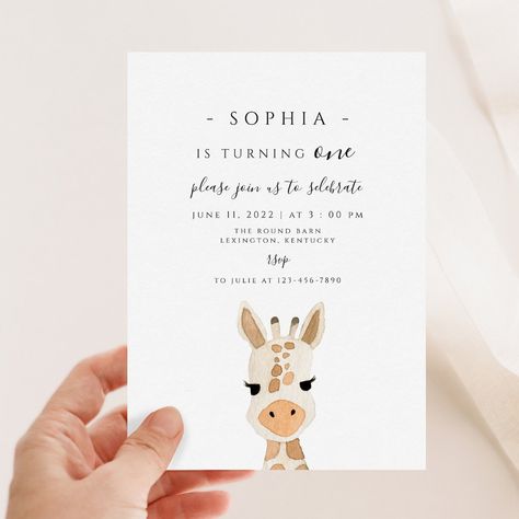 First Birthday Giraffe Theme, Giraffe Theme Birthday Party, First Birthday Safari Theme, Giraffe Birthday Theme, Giraffe Invitations, Giraffe 1st Birthday, Giraffe First Birthday, First Birthday Safari, Giraffe Birthday Party