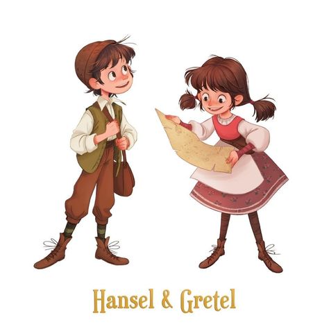 Children Character Design, Hansel Gretel, 동화 삽화, Hansel And Gretel, Storybook Art, Book Illustration Art, Car Alarm, Model Sheet, Kid Character