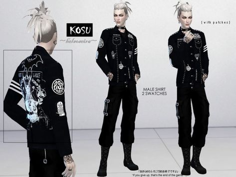 Helsoseira's KOSU - Male - Shirt The Sims 4 Pack, Sims 4 Cc Goth, Goth Male, Sims 4 Male Clothes, Male Shirt, Clothing Male, Alt Clothes, Free Sims 4, Sims 4 Body Mods