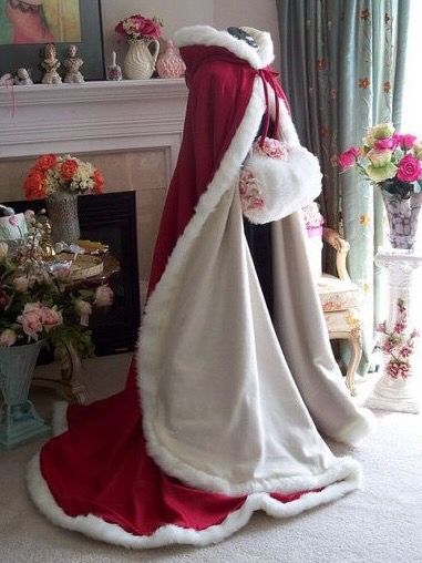 Winter White Wedding, Faux Fur Wedding, Girls Cape, Wedding Cloak, White Winter Wedding, Santa Claus Costume, Old Fashion Dresses, Fantasy Gowns, Fantasy Dress