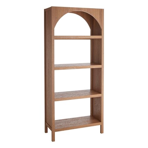 Honeybloom Blair Shelf, Rustic Natural Entryway Standing Shelf, Small Home Library Design Shelves, Furniture Flip Bookshelf, Bookshelf With Printer Storage, Open Back Bookcase, Den Bookshelf Ideas, Natural Wood Bookshelves, Bookcase In Bedroom Ideas, Faux Built In Bookcase