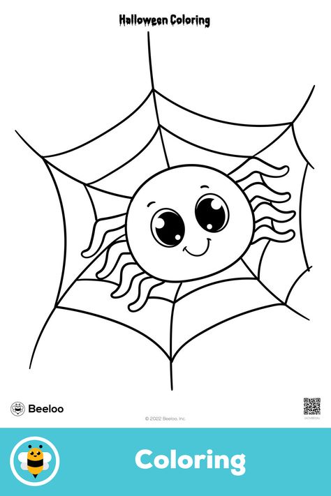 Easy halloween-themed coloring page for kids ages 3 and up. Featuring: Spider Spider Printable, Easy Halloween Outfit, Spider Cartoon, Halloween Coloring Pictures, Spider Pictures, Spider Coloring Page, Halloween Coloring Sheets, Baby Coloring Pages, Crafts And Activities For Kids