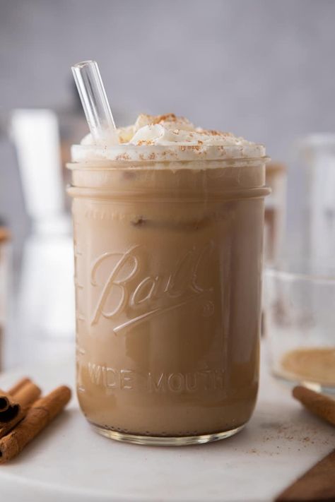 Iced Mocha Latte Recipe, Espresso Machine Recipes, Maple Latte Recipe, Mocha Latte Recipe, Maple Latte, Homemade Coffee Syrup, Maple Almond Butter, Cinnamon Latte, Homemade Latte