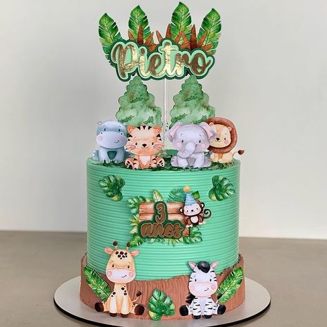 Bolo tema Safari: ideias, dicas e inspirações - Bolo Guaraná Birthday Cake, Cake, Birthday, Animals