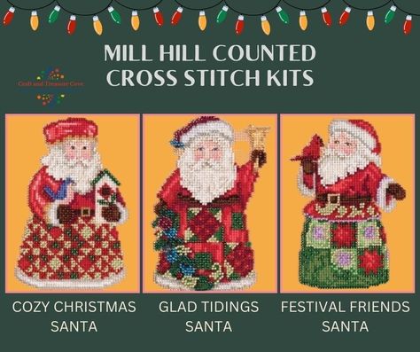 Check out out new christmas santa themed Mill Hill Beaded Cross Stitch Kits⁣ ⁣ See all of the Mill Hill Kits available here: https://craftandtreasurecove.com/collections/mill-hill⁣ ⁣ #millhill #crossstitching #crossstitcher #beading #crossstitchkit #craftkits #diycrafts #diygifts #diyprojects #sewingcrafts #sewing #diydecor #christmas Festival Friends, Mill Hill Beads, Glad Tidings, Mill Hill, Beaded Cross Stitch, Beaded Cross, The Mill, Cross Stitch Kits, Cross Stitch Kit