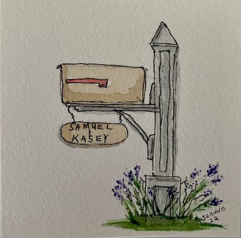 Mailbox Doodle, Mail Box Drawing, Mailbox Tattoo, Mailbox Drawing, Mailbox Art, Cottage Drawing, Painting Practice, Reference Pics, Post Box