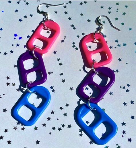 Soda Tab Crafts, Stay Mad, Pop Tab Crafts, Soda Tab, Pride Earrings, Monster Crafts, Weird Jewelry, Bisexual Flag, Indie Jewelry