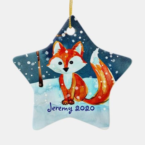 Little Red Fox in Snow Ceramic Ornament  Zazzle Fox In Snow, Fox Ornaments, Xmas Shopping, Ceramic Tree, Fox Decor, Business Card Design Inspiration, Xmas Tree Ornament, Christmas Décor, Snow Christmas