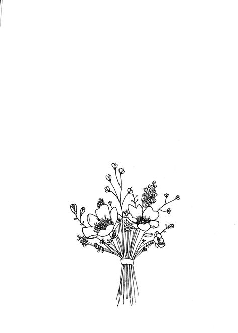 Flower Bouquet Drawing, Flower Sketch, Bouquet Flower, Flower Sketches, 카드 디자인, Pola Sulam, Flower Doodles, Simple Flowers, Arte Floral