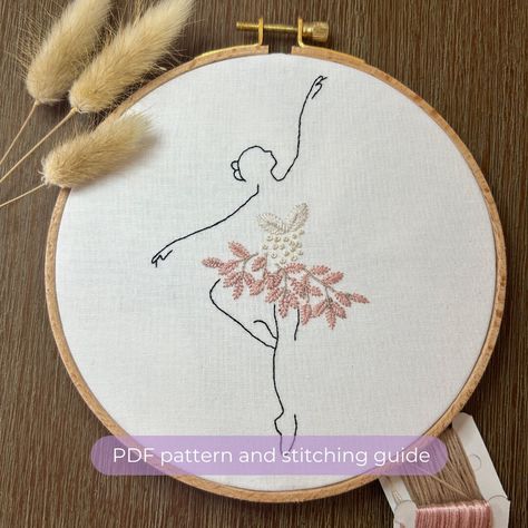 Nutcracker Ballet Embroidery, Embroidery Ballerina, Ballerina Embroidery Design, Nutcracker Diy, Ballerina Embroidery, Modern Hand Embroidery Patterns, Modern Hand Embroidery, Dancer Ballet, Embroidery Ornaments