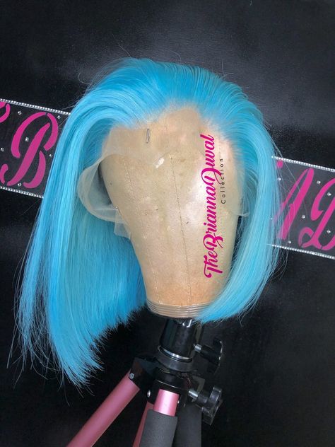 Baby blue bob 🍼 Hair Inches, Blue Wigs, Blue Bob, Blue Wig, Love Hair, Bob Wigs, Lace Wigs, Hair Tutorial, Wig Hairstyles