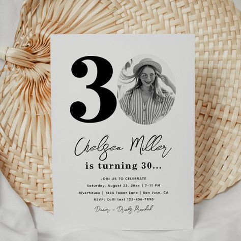 $3.03 | 30th Birthday Party Invitation | 30th Birthday - minimalist 30th birthday, printed 30th birthday invitations, simple 30th birthday, photo 30th birthday invitations, digital 30th birthday invitation, black and white 30th birthday, 30th birthday invitations, printed 30th birthday party, women's 30th, men's 30th birthday Black And White 30th Birthday, 30th Birthday Party Women, 30th Birthday Men, 30th Birthday Party Invitations, Dinner Party Invitations, Messages For Friends, 30th Birthday Party, 30th Birthday Invitations, Photo Birthday Invitations