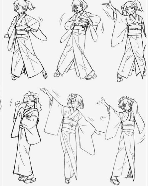 Manga Poses, Anime Kimono, Poses References, Clip Studio Paint, Anime Drawings Tutorials, Drawing Clothes, 영감을 주는 캐릭터, Art Poses, Art Tutorials Drawing