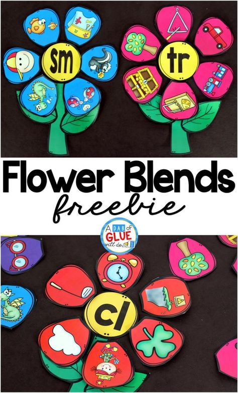 Flowers Blend Match-Up is the perfect addition to your spring literacy centers. This free printable is perfect for kindergarten and first grade students. Blends Activities, Phonics Blends, Blends And Digraphs, First Grade Phonics, Kindergarten Language Arts, Kindergarten Centers, Phonics Kindergarten, First Grade Reading, Spring Activities