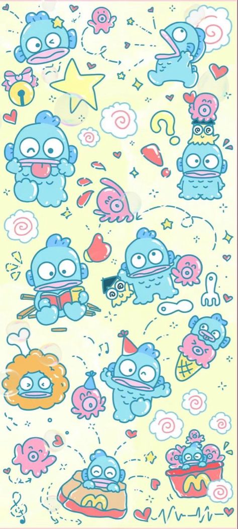 Sanrio Fish Character, Hangyodon Wallpaper Iphone, Hangyodon Aesthetic, Hangyodon Wallpaper, Sanrio Hangyodon, Wallpaper Sanrio, Sanrio Wallpapers, Walpaper Hello Kitty, Cocoppa Wallpaper