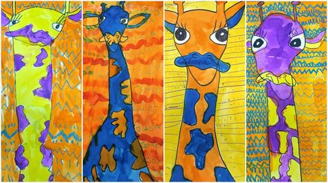 2nd Grade Complement Color Giraffes Complementary Colors Art Lesson Elementary, Complementary Color Art Projects, Art 2nd Grade, Color Art Lessons, Elementary Art Lesson Plans, Elementary Art Lessons, Grade 1 Art, Art Elementary, Colorful Art Projects