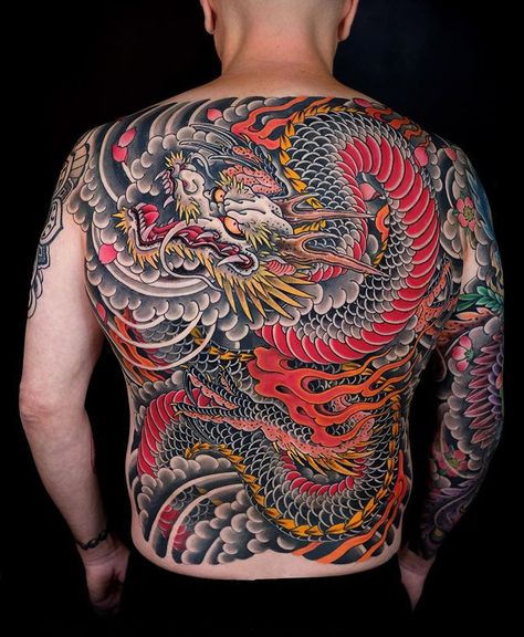 🌸Hannya Back Piece Design🌸 #seoulinktattoo #hannya #cherryblossom #한야 #벚꽃 Dragon Tattoo Full Back, Dragon Tattoo Back, Dragon Tattoo Meaning, Japanese Back Tattoo, Tato Tradisional, Red Dragon Tattoo, Cool Back Tattoos, Japanese Dragon Tattoo, Back Piece Tattoo