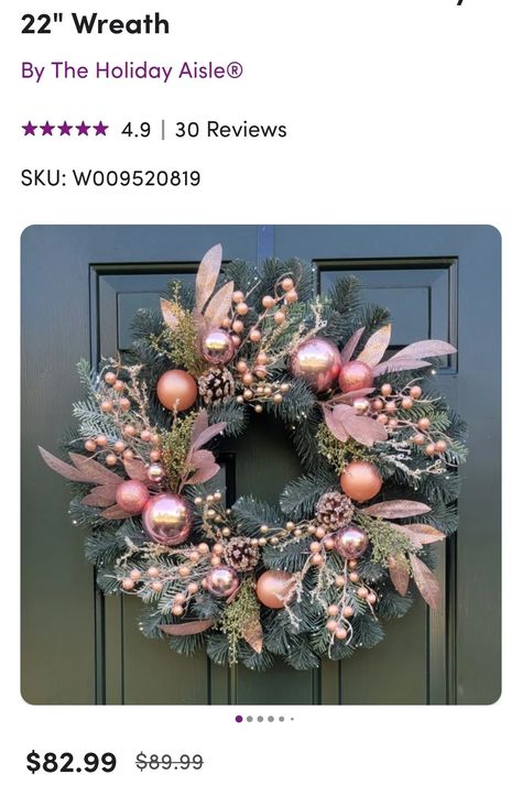 Pine Ornaments, Christmas Wreath Pink, Elegant Christmas Wreath, Pink Christmas Wreath, Pink Obsession, Silk Wreaths, Floral Door Wreaths, Whimsical Wreaths, Artificial Christmas Wreaths