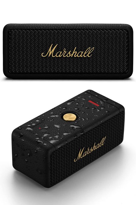 The Marshall Emberton II portable Bluetooth speaker delivers rich, clear, and loud sound in a compact and durable package. With its 360° True Stereophonic sound and 30+ hours of portable playtime, it's the perfect speaker to take with you on your adventures. The Emberton II is also IP67 dust- and water-resistant.
-This post contains affiliate links-

#marshall #emberton2 #bluetoothspeaker #portablespeaker #wirelessspeaker #audio #sound #bass #treble #360sound #waterproof #ip67 Marshall Emberton Speaker, Marshall Emberton, The Marshall, Audio Sound, Marshall Speaker, Bluetooth Speakers Portable, Portable Speaker, Black And Brass, Wireless Speakers