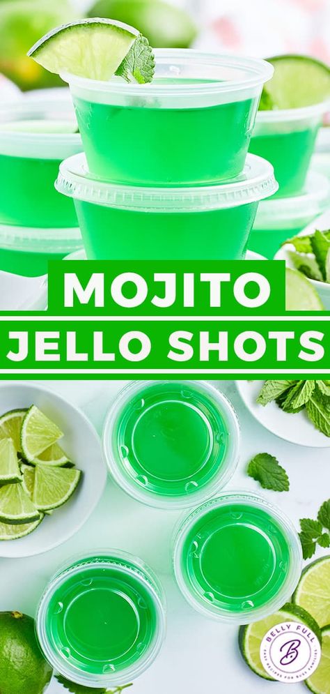 Summer Jello Shots, Mojito Jello Shots, Malibu Jello Shots, Lime Jello Shots, Easy Mojito, Rum Jello Shots, Shots Vodka, Mojito Recipes, Frozen Mojito