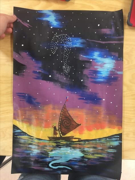 Moana Paintings Easy, Moana Canvas Painting, Moana Art Painting, Moana Mural, Moana Painting Ideas On Canvas, Disney Acrylic Painting, Moana Painting, Disney Painting Ideas, Aquatic Painting