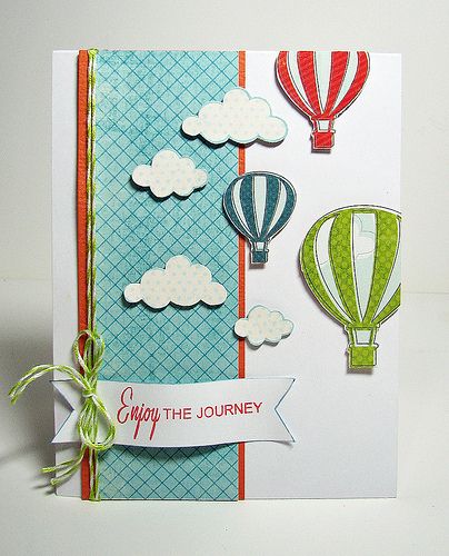 Enjoy the Journey | Card made from My Mind's Eye Scraps from… | Heidi Van Laar | Flickr Happy Journey Cards Handmade, Kite Cards Handmade, Bon Voyage Cards, Scrappy Cards, Travel Crafts, Scrapbook Gift, Papertrey Ink Cards, Kids Birthday Cards, Cards For Friends