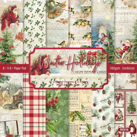 Aesthetic Scrapbook Paper Christmas Winter Santa Claus Theme - Temu Junk Journal Christmas, Box Regalo, Christmas Scrapbook Paper, Journal Christmas, Christmas Junk Journal, Holiday Scrapbook, Card Making Crafts, Card Making Supplies, Christmas Scrapbook