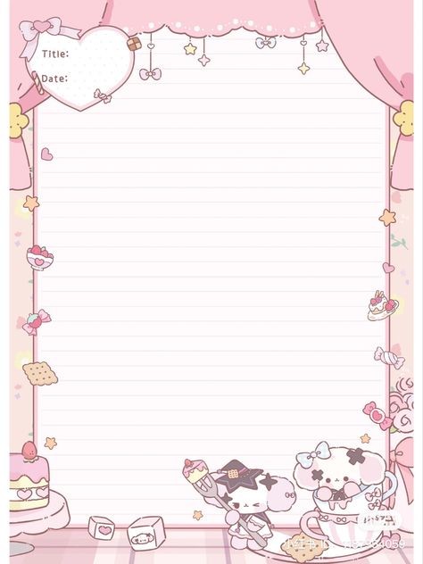 Note Pads Aesthetic, Memo Paper Aesthetic Printable, Cute Stationery Paper, Cute Memo Paper, Cute Letter Paper, Cute Printables, Kawaii Printables, Pink Notepad, Note Templates