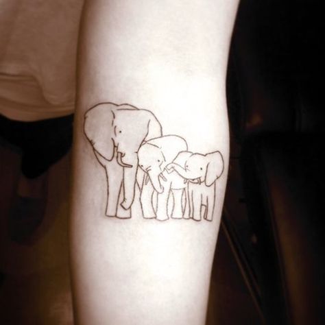 Elephant Family Tattoo, Cute Elephant Tattoo, Family Tattoo Designs, Elephant Tattoo Design, Flame Tattoos, Family Tattoo, Elephant Tattoo, Small Tattoos For Guys, Elephant Tattoos