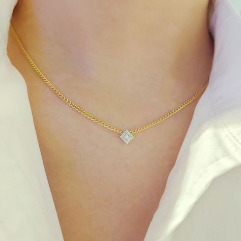 Natural Diamond Necklace 18K Solid Gold Necklace Princess Cut Diamond Square Cluster Diamond Pendant Necklace for Women Necklace for Girls Necklace Princess, Beautiful Anklet, Necklace For Girls, Cluster Design, Solid Gold Necklace, Princess Cut Diamond, Timeless Luxury, Women Necklace, Gold Necklaces