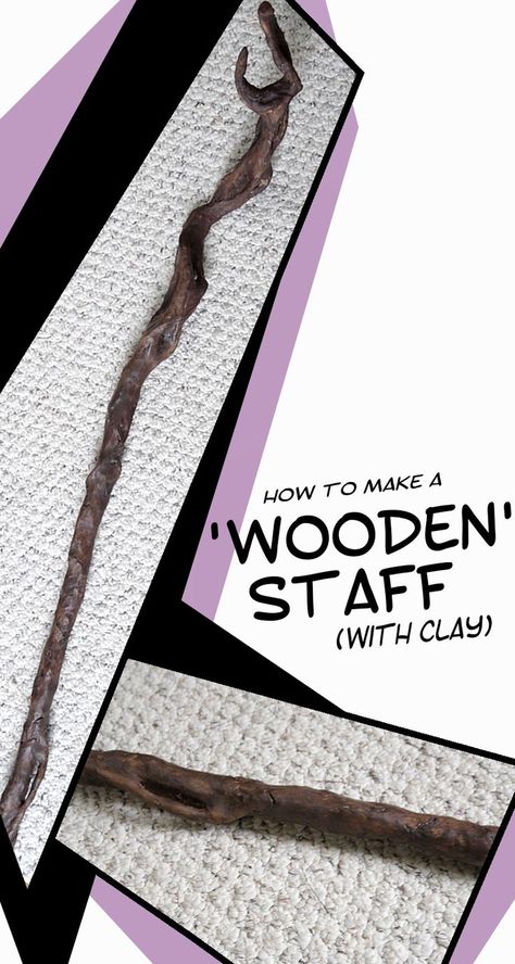 Sometimes you need to make a wooden wizard staff for your next cosplay, but there’s no way to get ahold of an actual stick to use. Or maybe you need to create a wooden staff that has a very specific shape to match the character design. In these cases, I have found that the best way to mimic the texture of a wooden staff is by using aluminum foil and clay. Wood Staff, Staff Magic, Wizard Staff, Wooden Staff, Ren Faire Costume, Wooden Wand, Magic Crafts, Costume Tutorial, Fun Crafts To Do